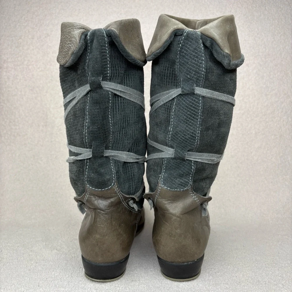 Vintage La Mondiale Leather & Corduroy Winter Boots Women’s 7 Gray/Brown Italian